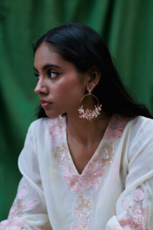 Blooming crescent chandbali earrings - rose4