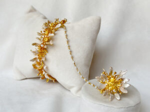 Blooming haathphool with pearls - Snowy White1