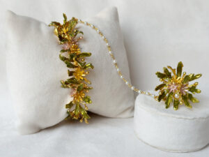 Blooming haathphool with pearls – Pastel Garden