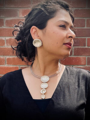 Crater Earrings Silver-02