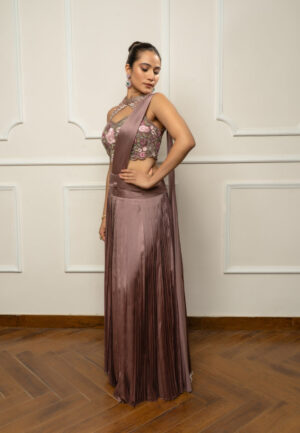 Mauve Taupe Pleated Skirt set-02