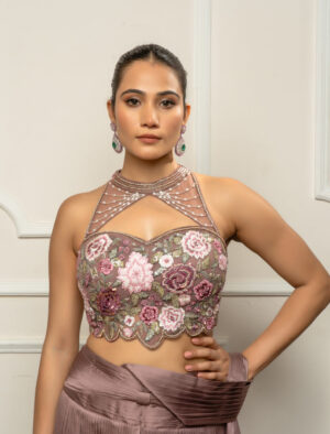 Mauve Taupe Pleated Skirt set-03