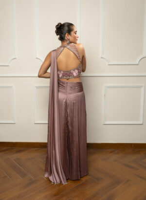 Mauve Taupe Pleated Skirt set-04