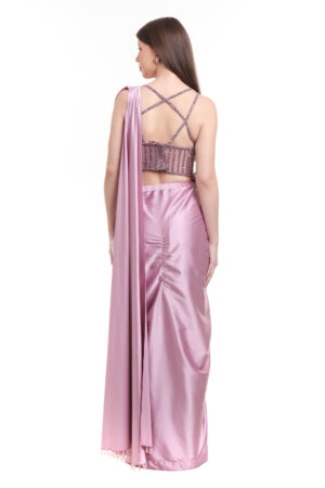 Mauve pre draped saree with embroidered corset blouse-02
