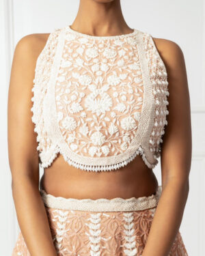 Peach Embroidered Lehenga Set-03