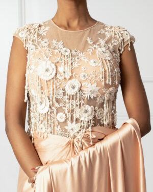 Peach drape saree-03