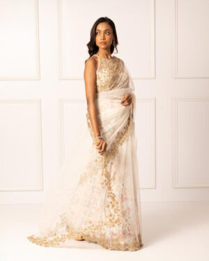 Pearl White Saree Set-02