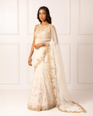 Pearl White Saree Set-03