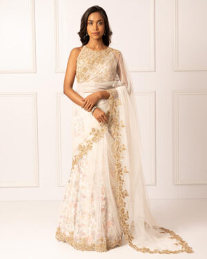 Pearl White Saree Set