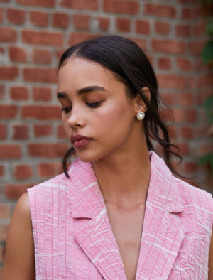 Pearl cup studs Silver-01