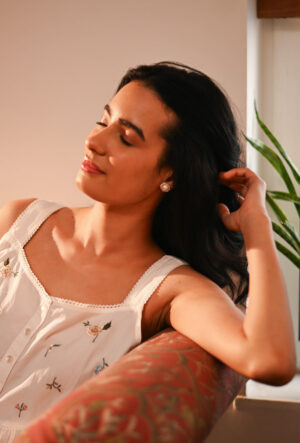 Pearl cup studs Silver-02