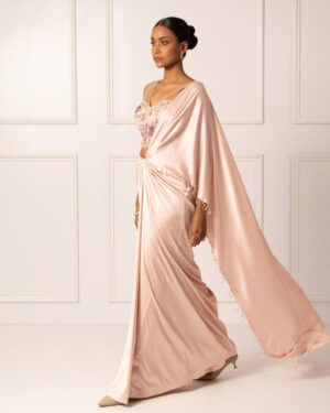 Pink Drape Saree Set-01
