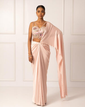 Pink Drape Saree Set-03