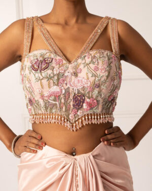 Pink Drape Saree Set-04