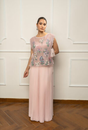 Pink Top with Pleated Skirt-01
