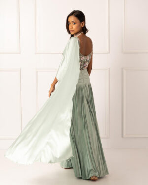 Sage Green Drape Saree Set-02