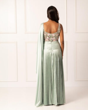 Sage Green Drape Saree Set-03