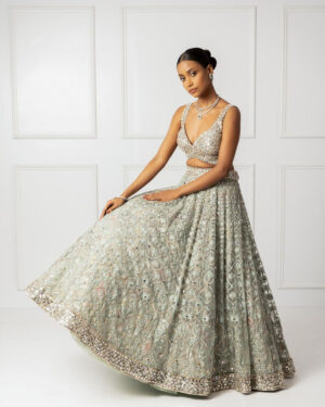 Silt Green Embroidered Lehenga Set-04