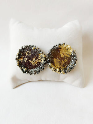 Two Tone bubbly crater studs Black and Gold-01