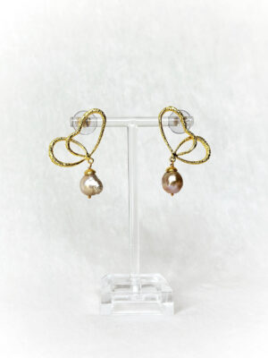 Wings of Spring Wireframe Butterfly Pearl Drop Studs - Gold1