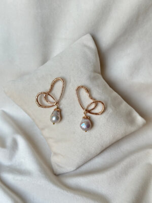 Wings of Spring Wireframe Butterfly Pearl Drop Studs – Rose1