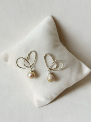 Wings of Spring Wireframe Butterfly Pearl Drop Studs – Silver-1