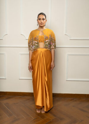 musturd yellow cape set